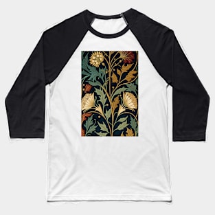 Floral Garden Botanical Print with Fall Gold Flowers and Leaves Baseball T-Shirt